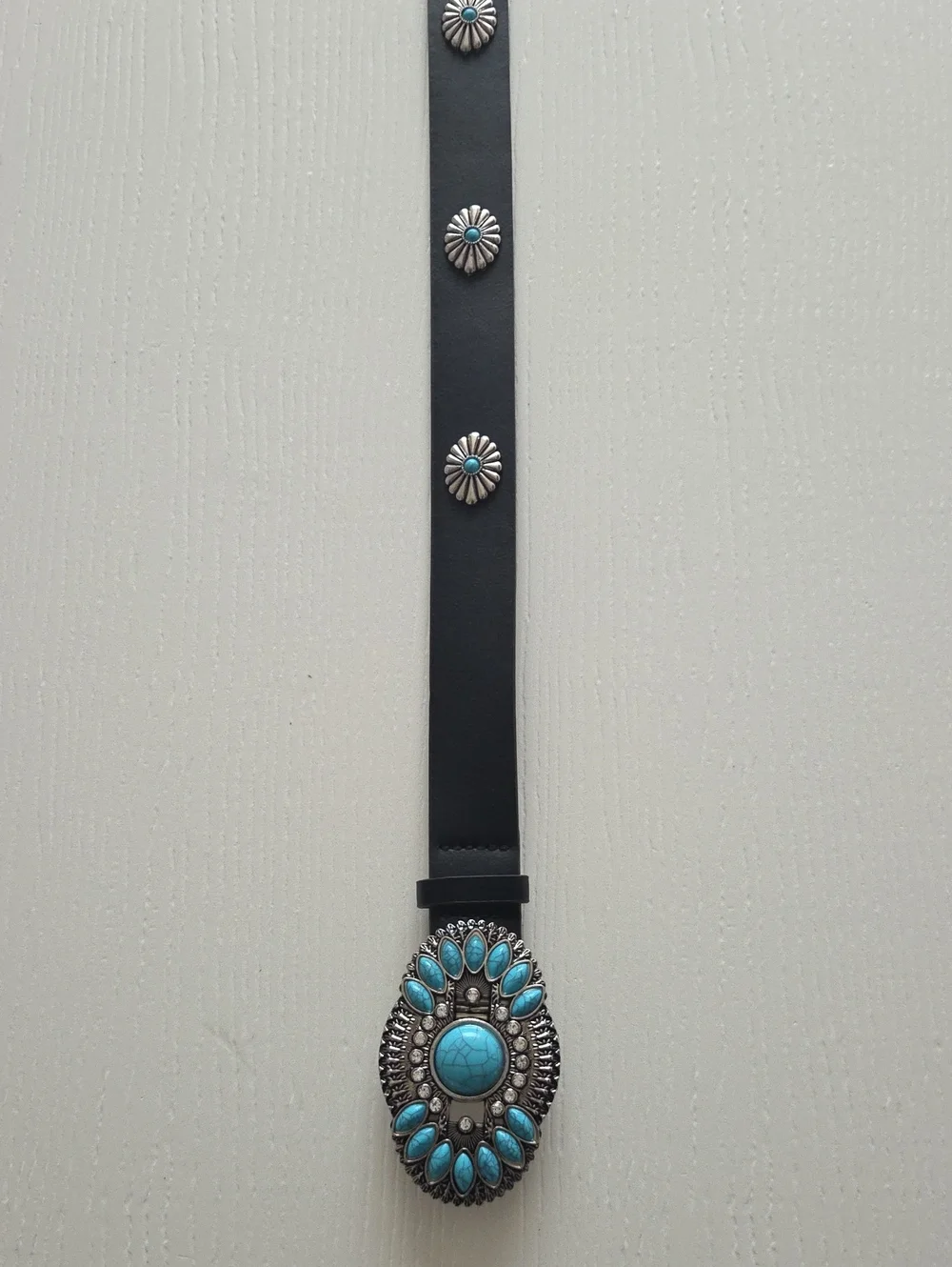 Black Belt With Turquoise Decor